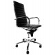 Adjustable black office armchair with chromed metal foot