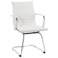 Quality white office chair with chromed metal leg