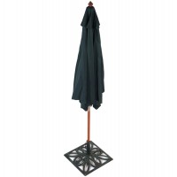 Quality green parasol with wooden structure and waterproof fabrics
