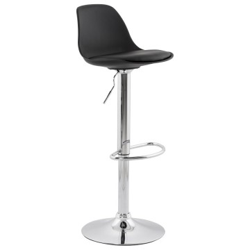Slimline and height-adjustable BLACK trendy bar stool SUKI
