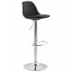 Black bar stool with trendy design, adjustable height, in imitation leather