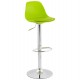 Green bar stool with trendy design, adjustable height, in imitation leather
