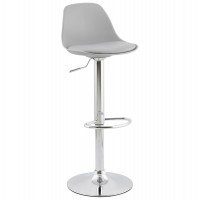 Grey bar stool with trendy design, adjustable height, in imitation leather