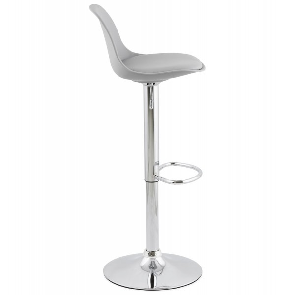 Slimline And Height Adjustable Grey, Grey Leather Effect Bar Stools