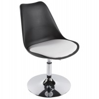 Chaise design noire et blanche en ABS avec assise en similicuir VICTORIA