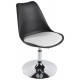 Black and white design chair in resistant polymer with imitation leather seat VICTORIA