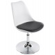 White design chair in resistant polymer with black imitation leather seat VICTORIA