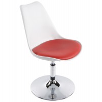 Chaise design blanche en ABS avec assise en similicuir rouge VICTORIA