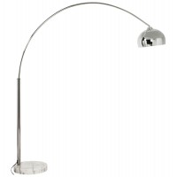 Arched metal chrome lamp with marble base