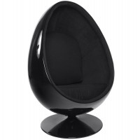 Black egg swivel armchair in ABS and textile UOVO