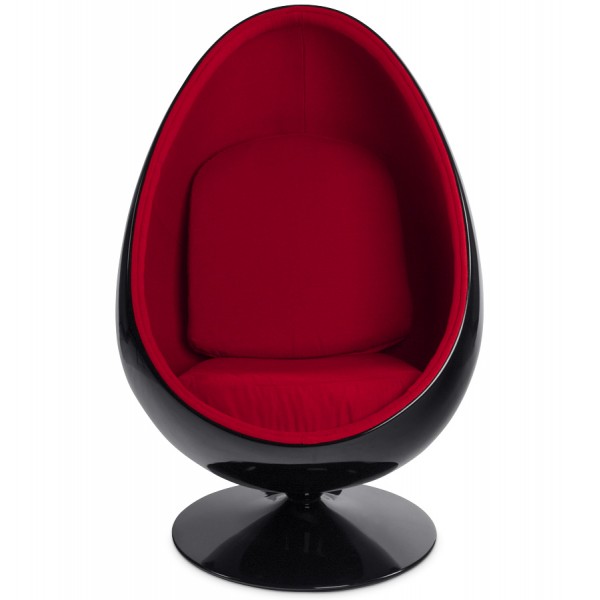 Swivel Egg Black And Red Armchair Uovo, Red Arm Chairs