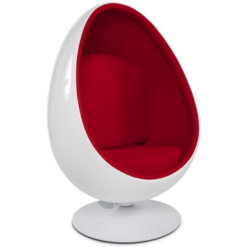 Swivel Egg white and red armchair UOVO