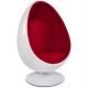 White and red egg rotating armchair with ABS shell and textile UOVO