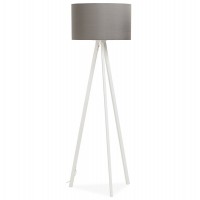 Grey floor lamp with white metal base
