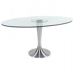 Contempary dining table with tempered glass tabletop OVALNA