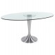 Tempered glass table for 6 persons with metal leg OVALNA