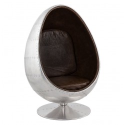 Swivel Egg ALUMINUM and BROWN armchair UOVO