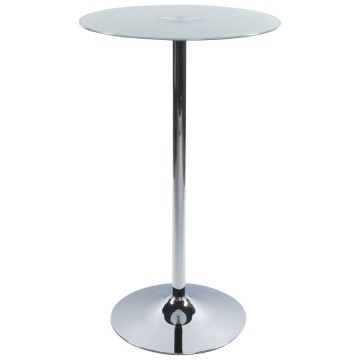 Table haute avec plateau en verre STAND (BLANC)