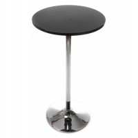 Black high stand or black top table with wood top and chrome metal frame LILA