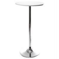Mange-debout blanc ou table haute d'appoint blanche avec plateau en bois et structure en métal chromé LILA