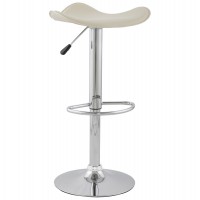 Adjustable cream bar stool with imitation leather seat TRIO