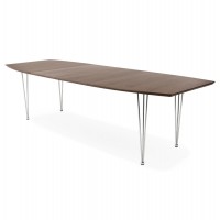 Office or dining extendible table in walnut color, with wooden top