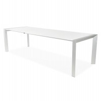 Table de salle à manger blanche au design épuré, extensible, avec plateau en bois 