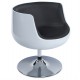 White tulip armchair in black imitation leather