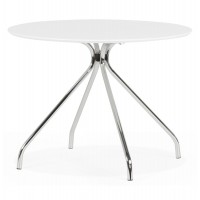 Table ronde blanche en bois avec structure en métal