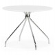 White wooden round table with metal structure