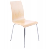 Chaise au naturel, simple et polyvalente avec assise en bois et pieds en métal solide