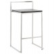 Stackable black bar stool in medium format with rectangular lines, with steel structure