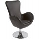 Black comfortable armchair with black imitation leather seat