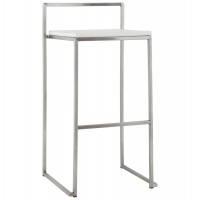 Stackable white bar stool in large format with rectangular lines, with steel structure