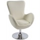 Cream comfortable armchair with cream imitation leather seat