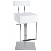 Comfortable and stable padded white bar stool with brushed steel base