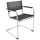 Multi-use chair in chrome metal and black imitation leather