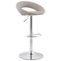Grey designed bar stool, combining comfort and robustness, with structure in chromed metal ATLANTIS
