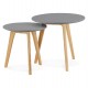 2 tables basses de hauteurs différentes avec pied en chêne massif et plateau gris foncé en bois MDF