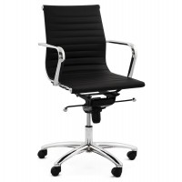 Chaise de bureau en similicuir noir avec assise pivotante et hauteur réglable