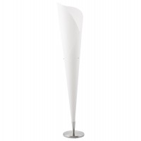 Design white floor lamp with strong and flexible Polypropylene structure and brushed steel base