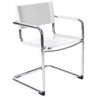Chaise polyvalente en métal chromé et similicuir blanc
