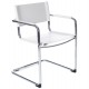 Multi-use chair in chrome metal and white imitation leather