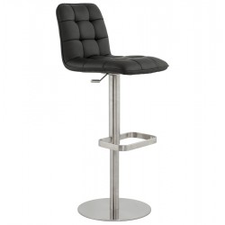 Adjustable black and padded bar stool SALAMANCA