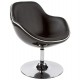 Black polymer armchair with padded black imitation leather seat