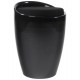 Black low stool, pouffe style, in Polymer (ABS), with storage compartment