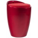 Red low stool, pouffe style, in Polymer (ABS), with storage compartment