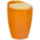 Orange low stool, pouffe style, in Polymer (ABS), with storage compartment