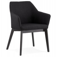 Chaise noire design rembourrée avec accoudoirs et revêtement textile TAKION