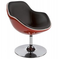 Red polymer armchair with padded black imitation leather seat